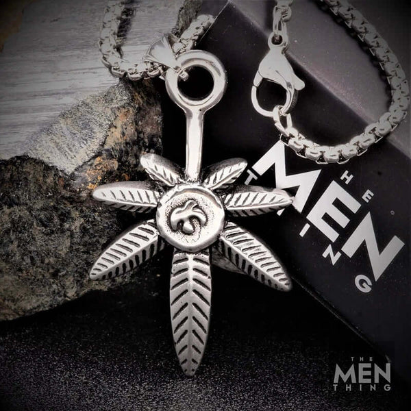 LEAF OF LIFE - Pure Titanium Steel Pendant with 24inch Round Box Chain for Men & Boys