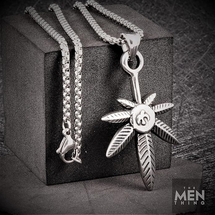 LEAF OF LIFE - Pure Titanium Steel Pendant with 24inch Round Box Chain for Men & Boys - THE MEN THING