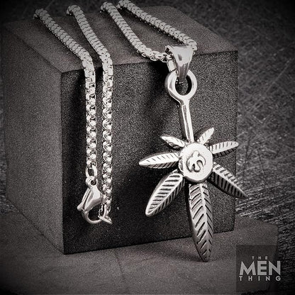 LEAF OF LIFE - Pure Titanium Steel Pendant with 24inch Round Box Chain for Men & Boys - THE MEN THING