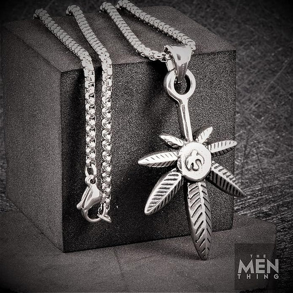 LEAF OF LIFE - Pure Titanium Steel Pendant with 24inch Round Box Chain for Men & Boys