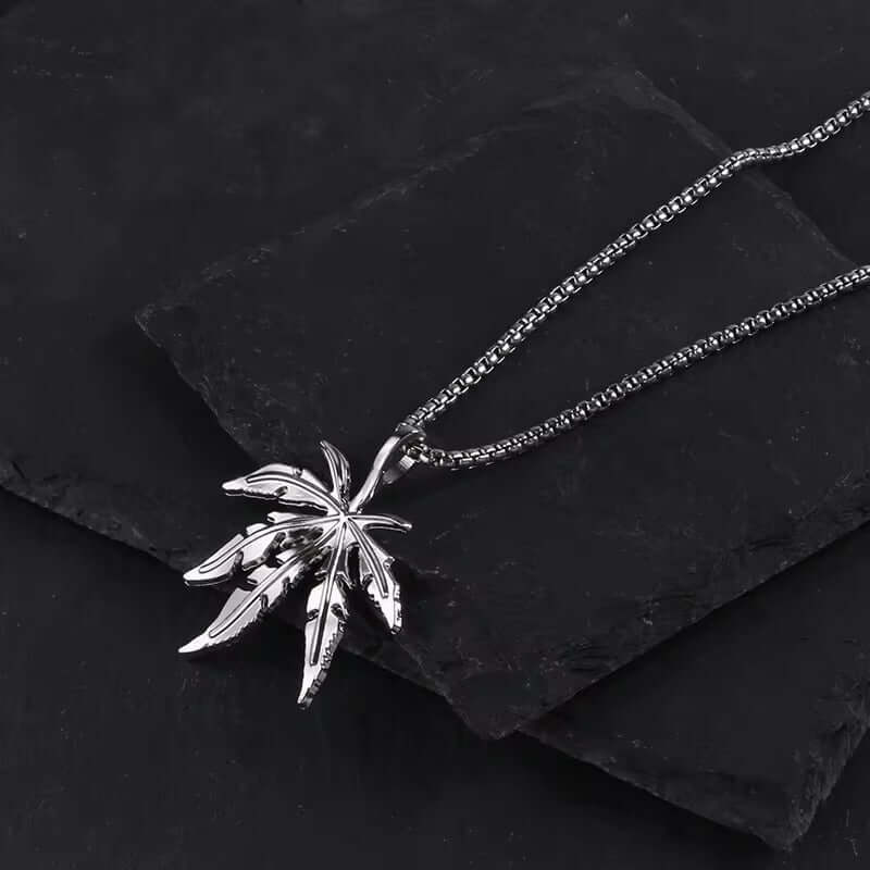 LEAFEN (T) - Pure Titanium Steel Pendant with Stainless Steel 24inch Round Box Chain, European trending Style for Men & Boy - THE MEN THING