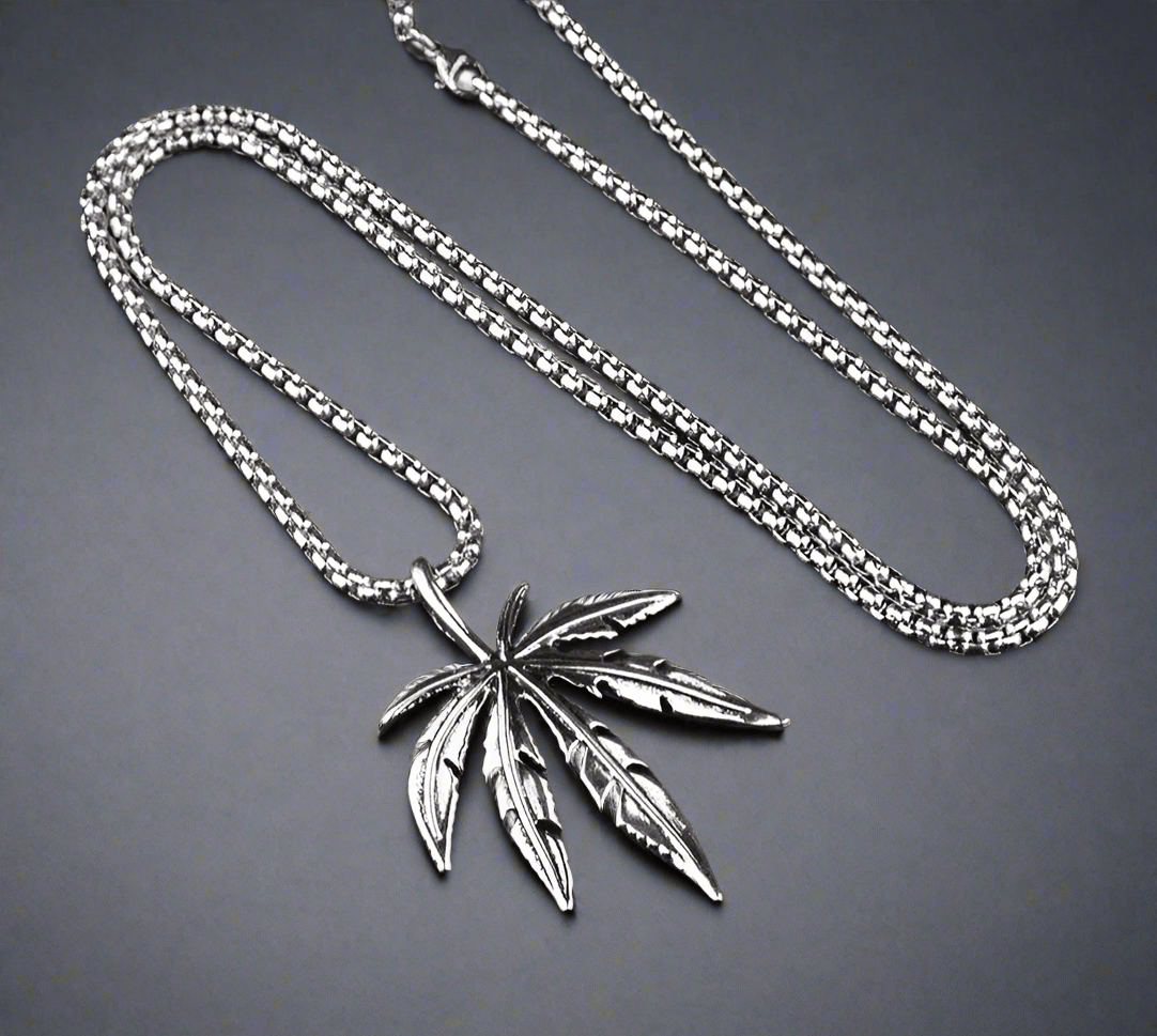 LEAFEN (T) - Pure Titanium Steel Pendant with Stainless Steel 24inch Round Box Chain, European trending Style for Men & Boy - THE MEN THING