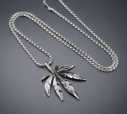 LEAFEN (T) - Pure Titanium Steel Pendant with Stainless Steel 24inch Round Box Chain, European trending Style for Men & Boy - THE MEN THING