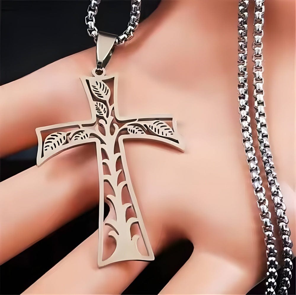LEAFLINE CRUCIFIX - 24inch Pure Stainless Steel  Round box Chain for Men, European trending Style for Men & Boy - THE MEN THING