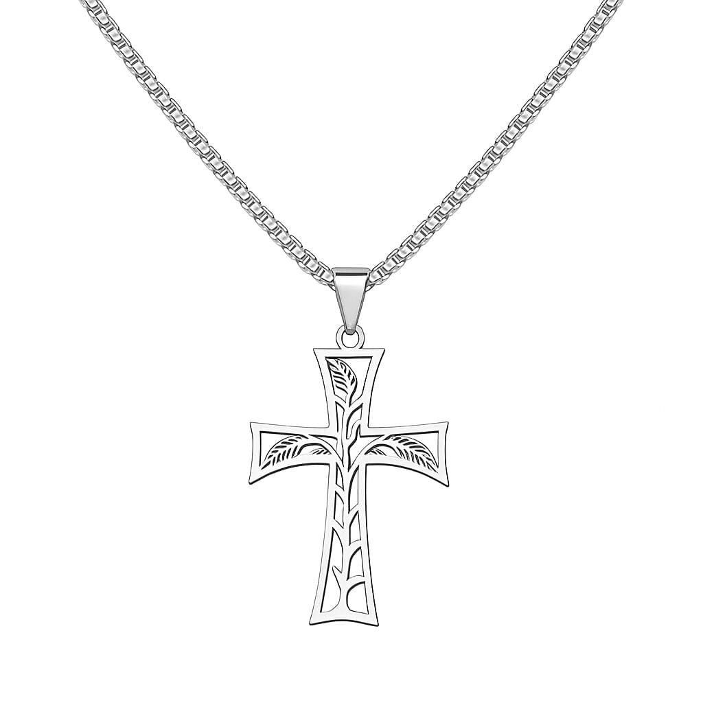 LEAFLINE CRUCIFIX - 24inch Pure Stainless Steel  Round box Chain for Men, European trending Style for Men & Boy - THE MEN THING