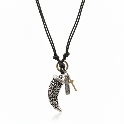 LEGION FANG - SILVER  – 2-Inch Pure Stainless Steel Pendant with Adjustable Leather Rope for Men & Boys - THE MEN THING