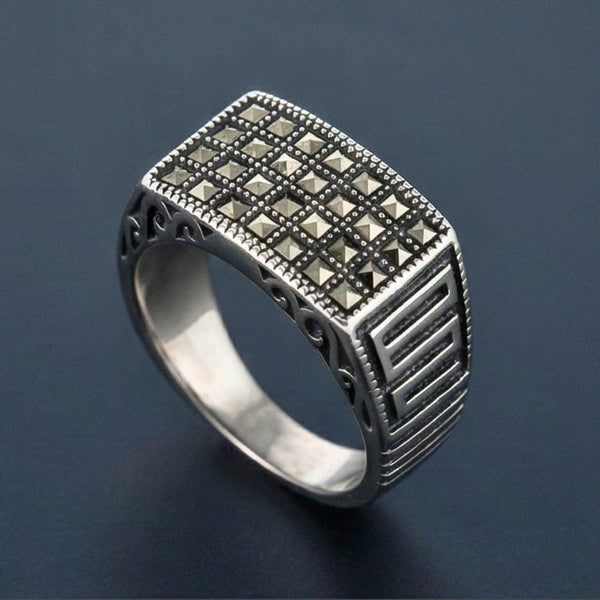 LEGION SIGNET RING - Pure Stainless Steel Men’s Steel-Plated Ring (Size : 17-22-27)