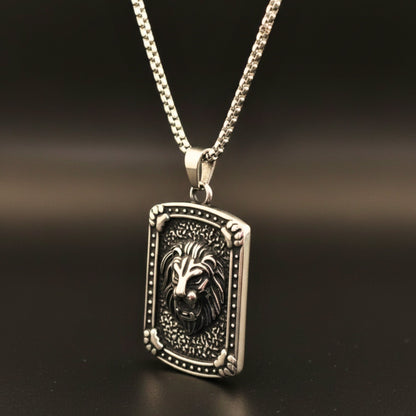 LEONIS GUARD - 31mm Titanium Steel Pendant with 24inch Round Box 5mm Chain for Men & Boys - THE MEN THING