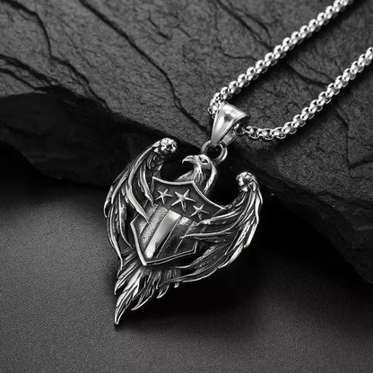 LIBERTY WINGS - Alloy The Eagle Pendant with Stainless Steel 24inch Round Box Chain, European trending for Men & Boy - THE MEN THING