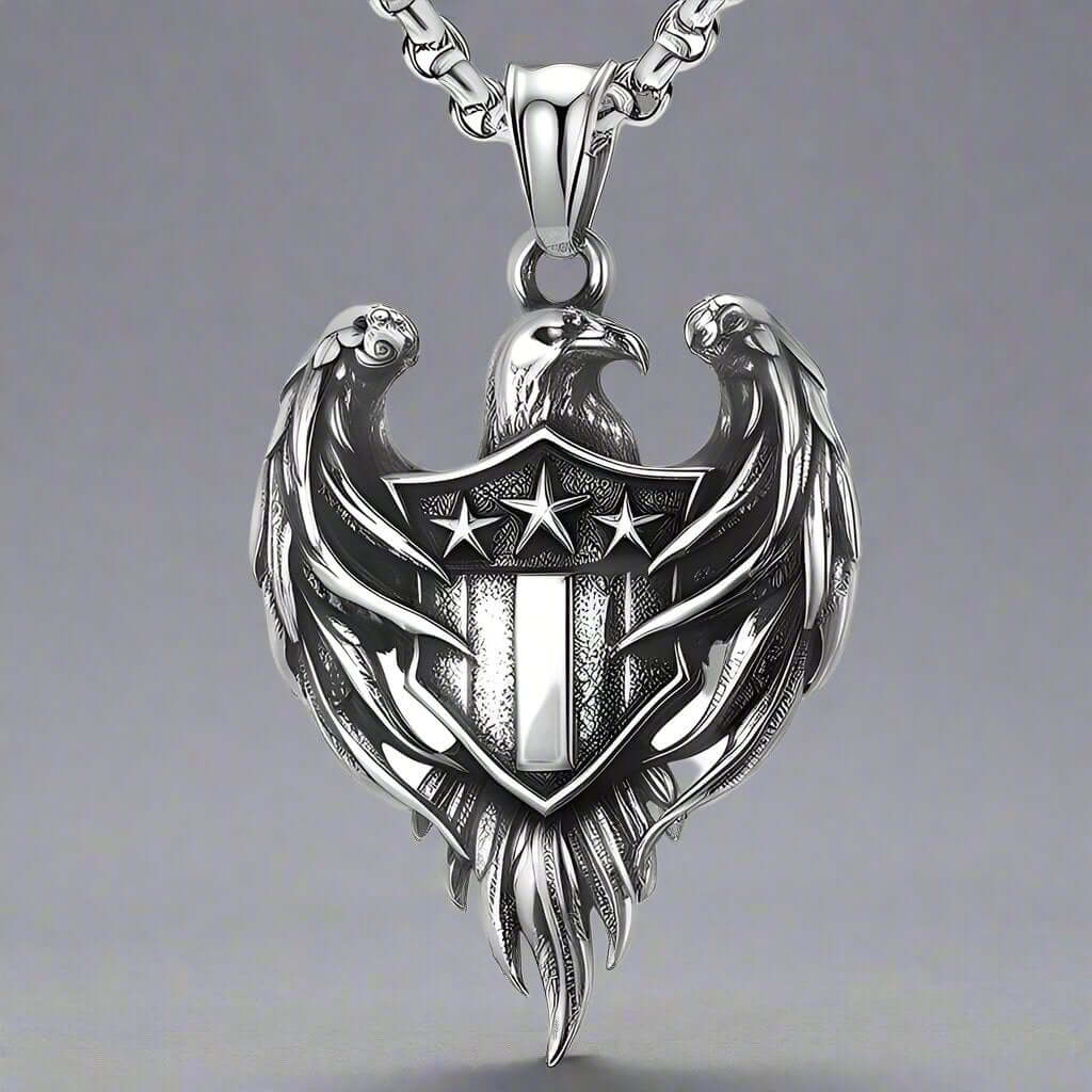 LIBERTY WINGS - Alloy The Eagle Pendant with Stainless Steel 24inch Round Box Chain, European trending for Men & Boy - THE MEN THING