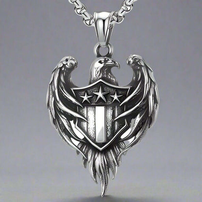 LIBERTY WINGS - Alloy The Eagle Pendant with Stainless Steel 24inch Round Box Chain, European trending for Men & Boy - THE MEN THING