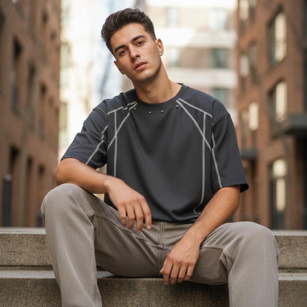 LINEFORM EDGE Oversized T-Shirt - Black - THE MEN THING