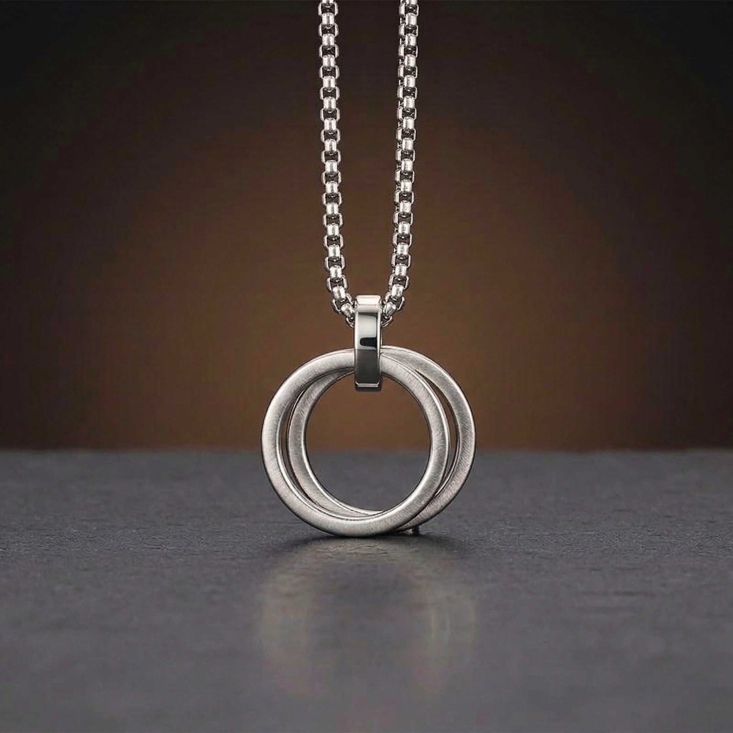 LINKED CIRCLE - 24mm Titanium Steel Pendant with 27inch Round Box 4mm Chain for Men & Boys - THE MEN THING