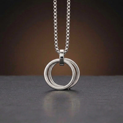 LINKED CIRCLE - 24mm Titanium Steel Pendant with 27inch Round Box 4mm Chain for Men & Boys - THE MEN THING