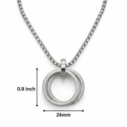 LINKED CIRCLE - 24mm Titanium Steel Pendant with 27inch Round Box 4mm Chain for Men & Boys - THE MEN THING