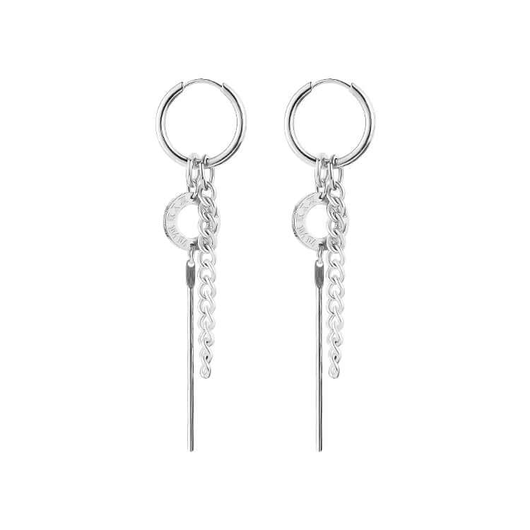LINKER LOOP - SILVER - Pure Titanium Steel Ear Hoop Earrings for Men & Boys (2 Pcs) - THE MEN THING