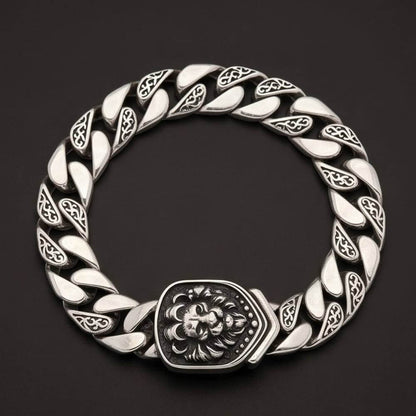 LION EMBLEM - 9mm Stainless Steel, 8.6 inch Hook Box Clasp Bracelet for Men & Boys — Steel Bracelets for Men | THE MEN THING