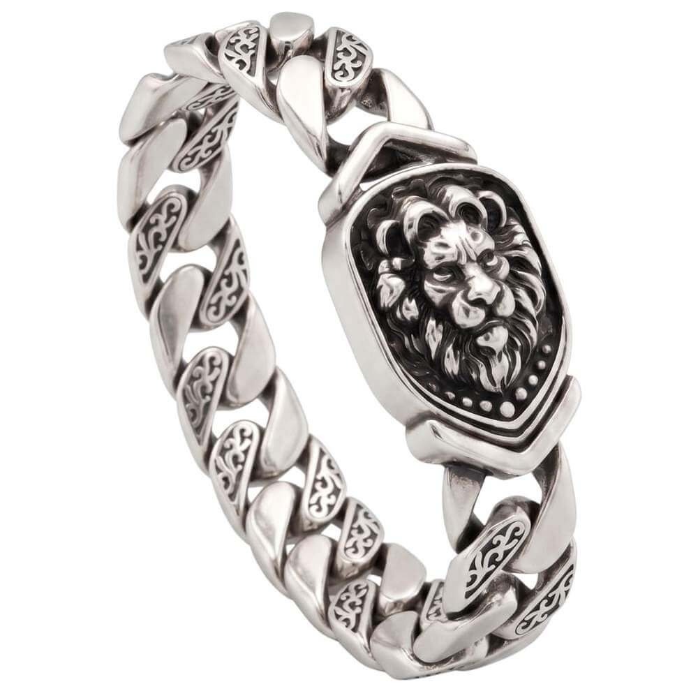LION EMBLEM - 9mm Stainless Steel, 8.6 inch Hook Box Clasp Bracelet for Men & Boys — Steel Bracelets for Men | THE MEN THING
