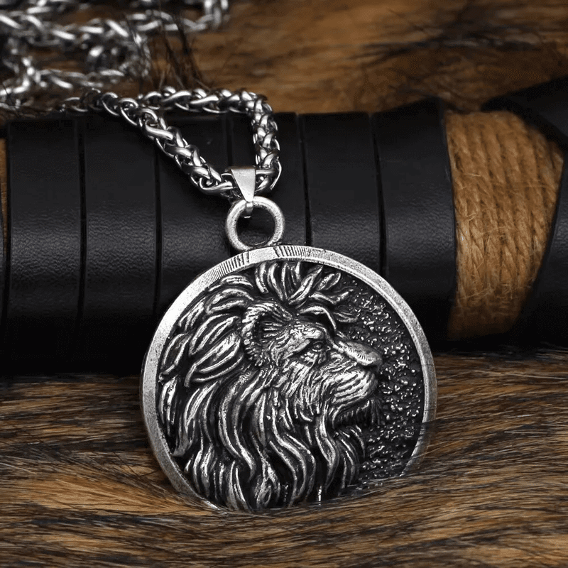 LION KING HEAD - Alloy Pendant with Stainless Steel 24inch Spiga Chain for Men & Boy - THE MEN THING