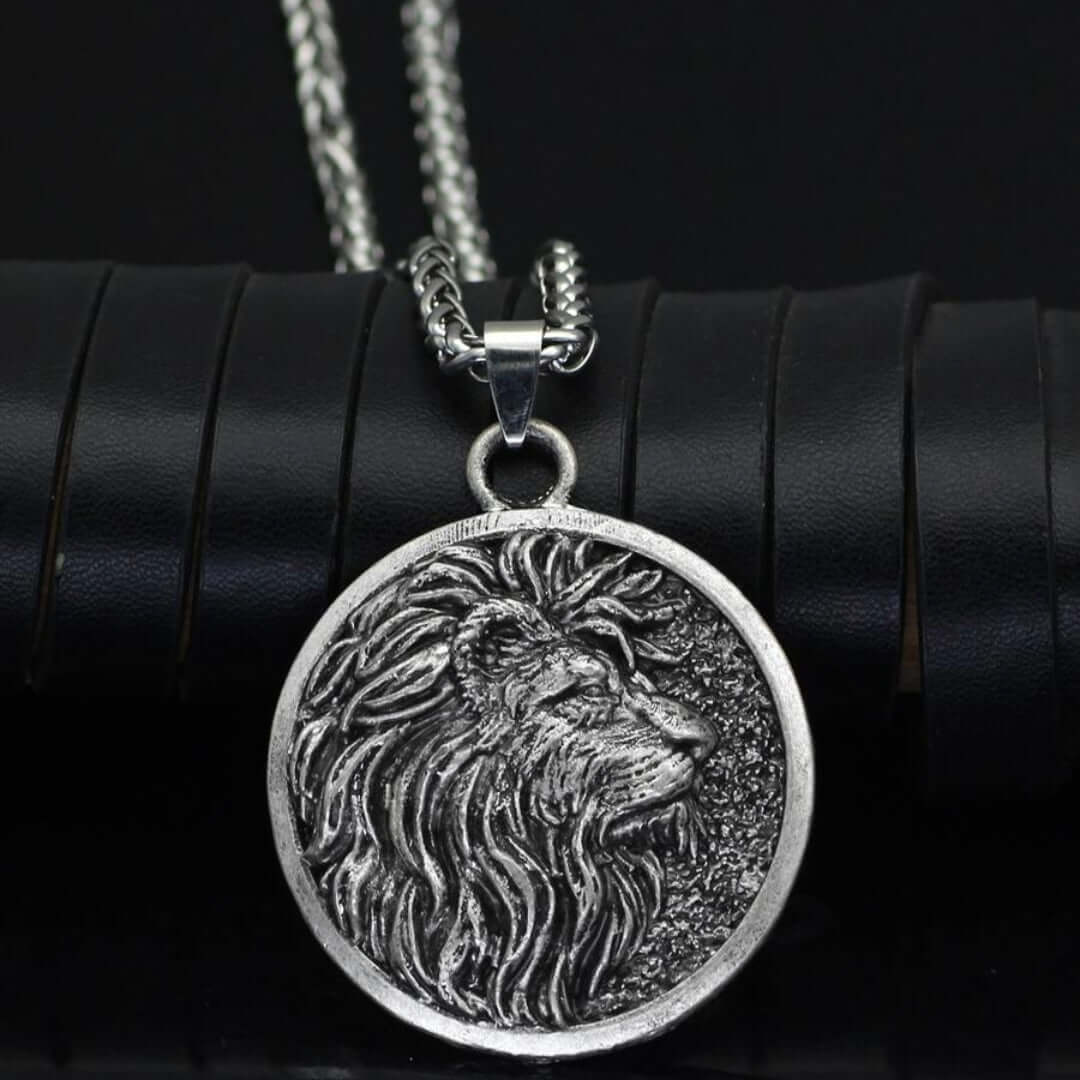 LION KING HEAD - Alloy Pendant with Stainless Steel 24inch Spiga Chain for Men & Boy - THE MEN THING