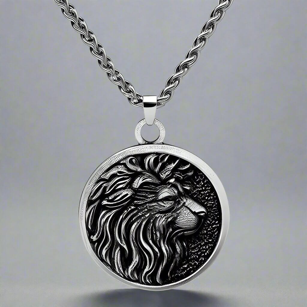 LION KING HEAD - Alloy Pendant with Stainless Steel 24inch Spiga Chain for Men & Boy - THE MEN THING