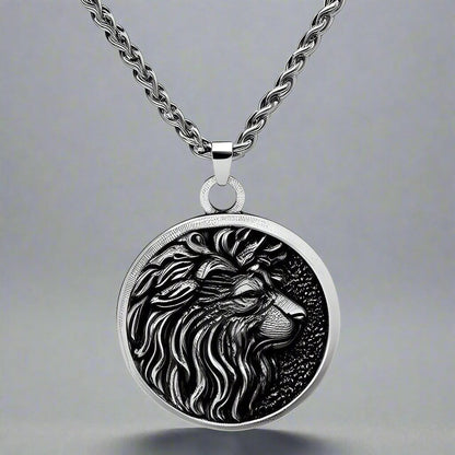 LION KING HEAD - Alloy Pendant with Stainless Steel 24inch Spiga Chain for Men & Boy - THE MEN THING