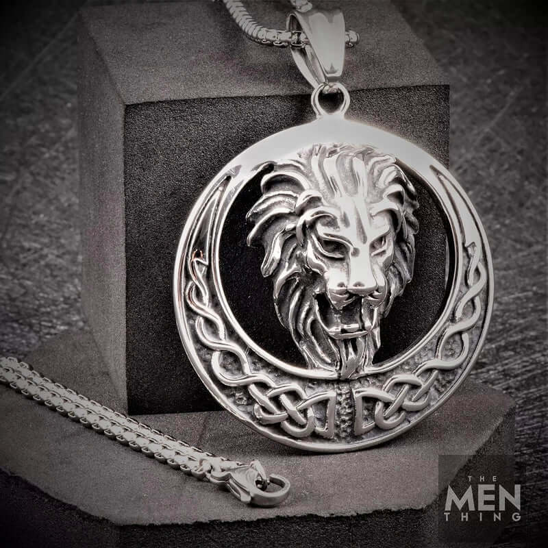 LION KINGDOM -  Pure Titanium Steel Pendant with 24inch Round Box Chain for Men & Boys - THE MEN THING