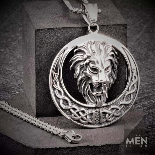 LION KINGDOM -  Pure Titanium Steel Pendant with 24inch Round Box Chain for Men & Boys - THE MEN THING