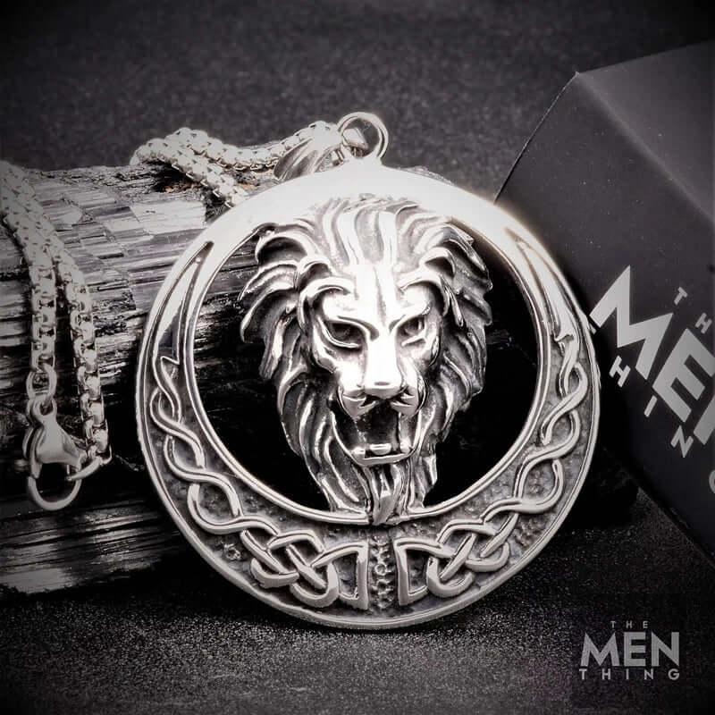 LION KINGDOM -  Pure Titanium Steel Pendant with 24inch Round Box Chain for Men & Boys - THE MEN THING