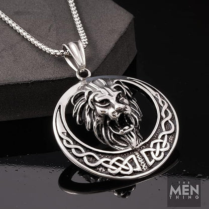 LION KINGDOM -  Pure Titanium Steel Pendant with 24inch Round Box Chain for Men & Boys - THE MEN THING