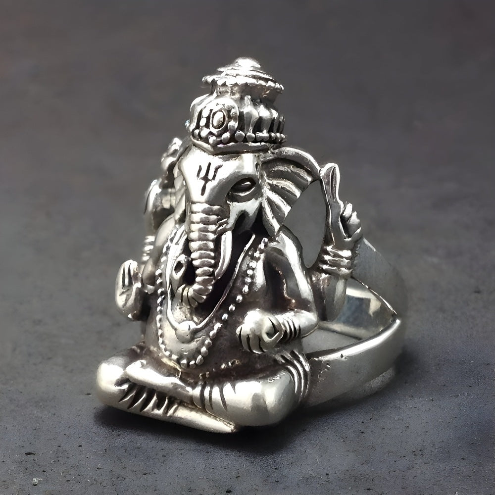 LORD GANESHA RING - Pure Stainless Steel Men’s Steel-Plated Ring – Statement Luxury Jewelry (Size : 17-26) - THE MEN THING