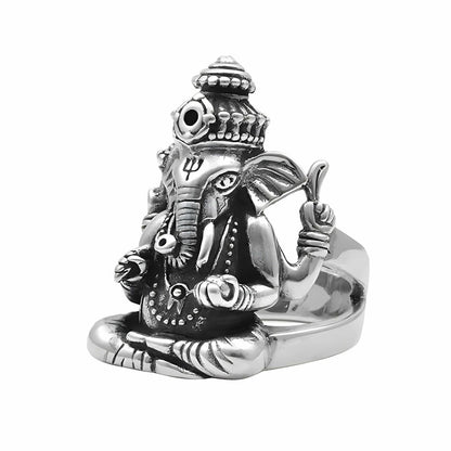 LORD GANESHA RING - Pure Stainless Steel Men’s Steel-Plated Ring – Statement Luxury Jewelry (Size : 17-26) - THE MEN THING