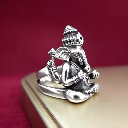 LORD GANESHA RING - Pure Stainless Steel Men’s Steel-Plated Ring – Statement Luxury Jewelry (Size : 17-26) - THE MEN THING