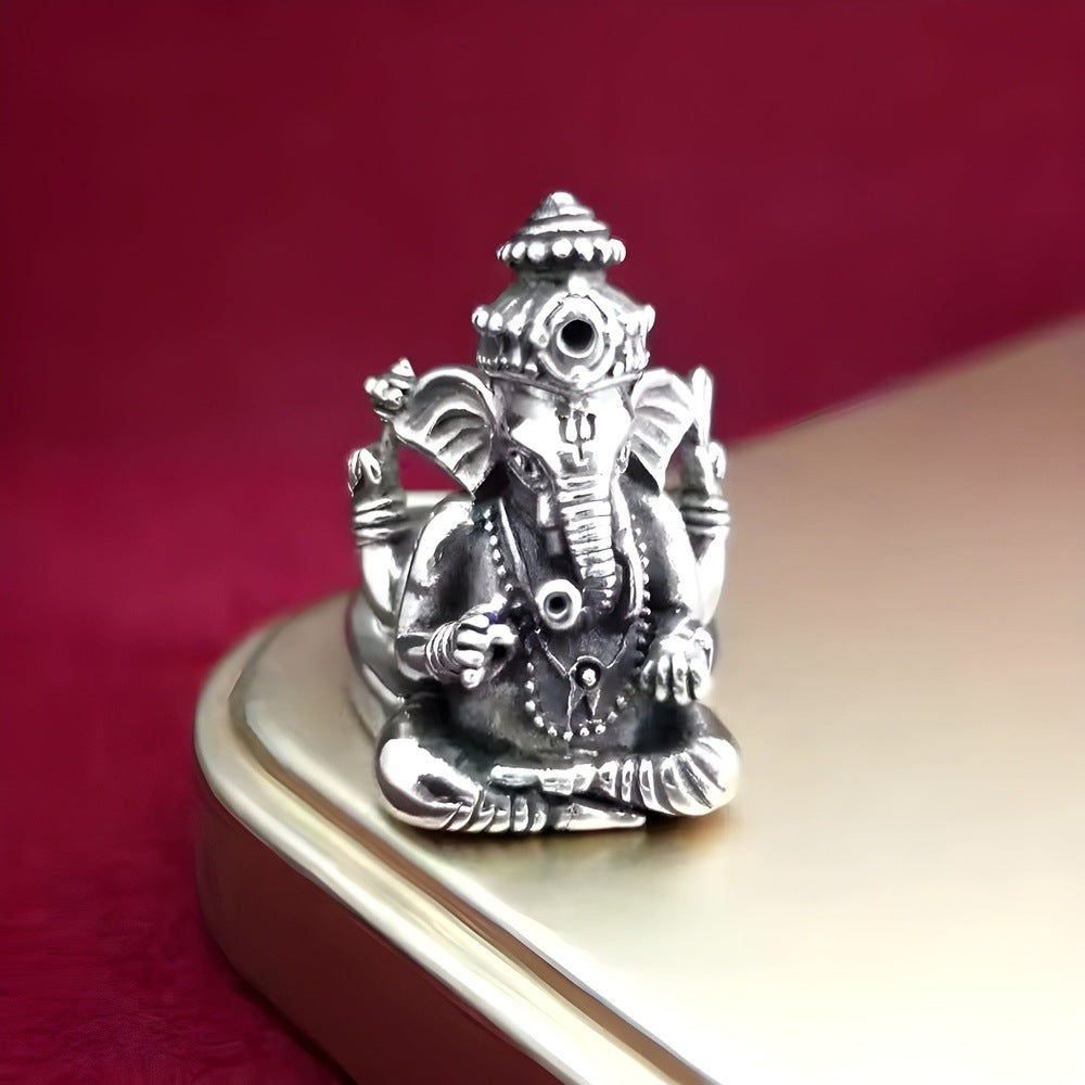 LORD GANESHA RING - Pure Stainless Steel Men’s Steel-Plated Ring – Statement Luxury Jewelry (Size : 17-26) - THE MEN THING