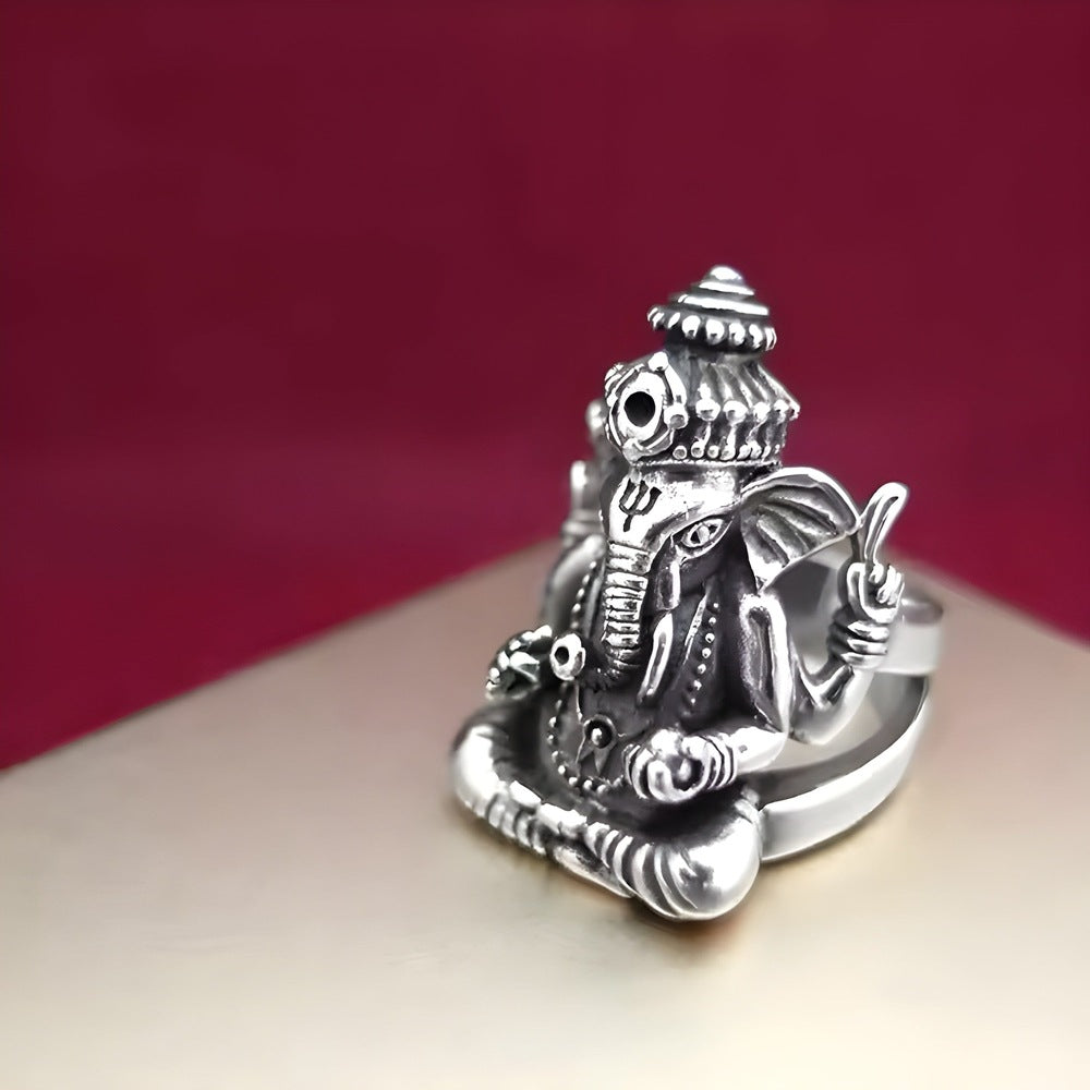 LORD GANESHA RING - Pure Stainless Steel Men’s Steel-Plated Ring – Statement Luxury Jewelry (Size : 17-26) - THE MEN THING