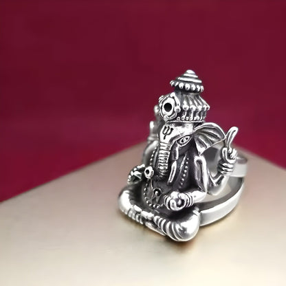 LORD GANESHA RING - Pure Stainless Steel Men’s Steel-Plated Ring – Statement Luxury Jewelry (Size : 17-26) - THE MEN THING