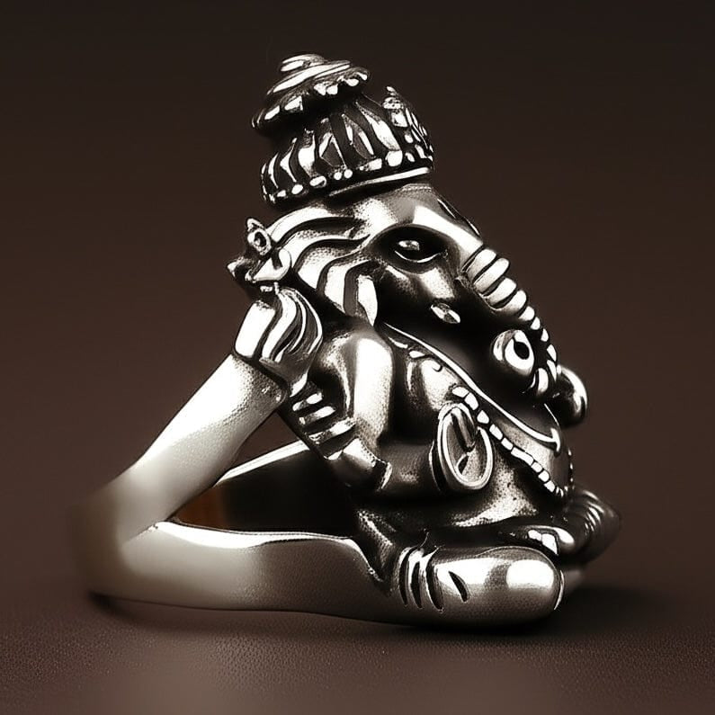 LORD GANESHA RING - Pure Stainless Steel Men’s Steel-Plated Ring – Statement Luxury Jewelry (Size : 17-26) - THE MEN THING
