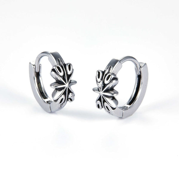 LOTUS - Titanium Steel Hoop Earrings for Men & Boys (2pcs)
