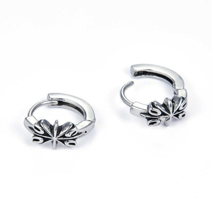 LOTUS - Titanium Steel Hoop Earrings for Men & Boys (2pcs) - THE MEN THING
