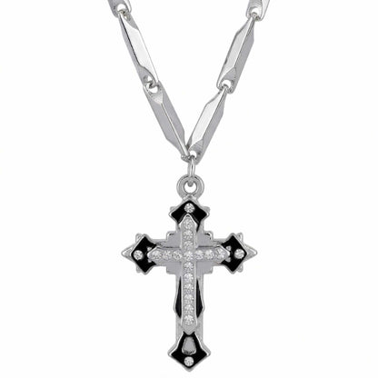 LUMICROSS - 11mm Pure Titanium Steel Pendant with 23inch Rice 4mm Chain for Men & Boys - THE MEN THING