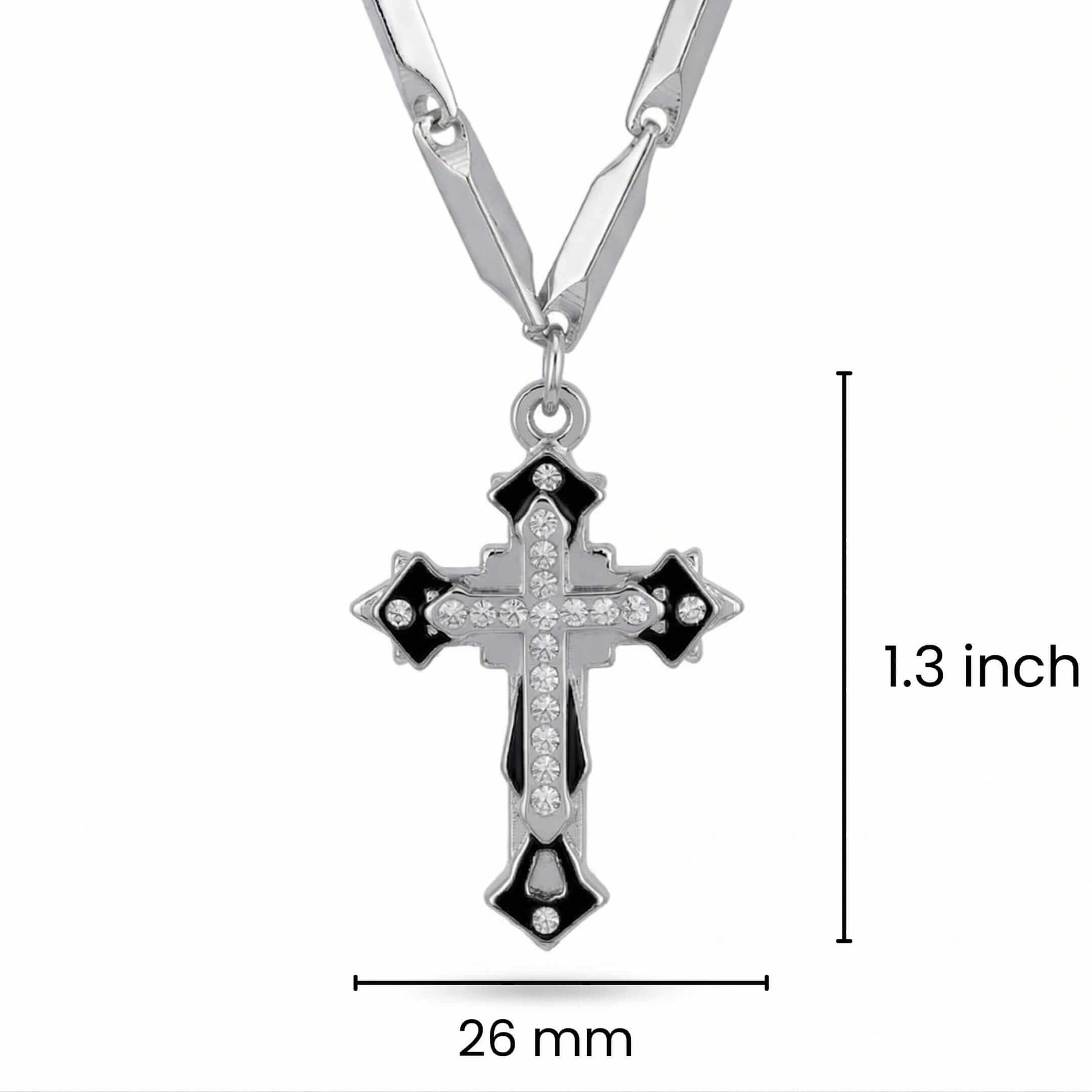 LUMICROSS - 11mm Pure Titanium Steel Pendant with 23inch Rice 4mm Chain for Men & Boys - THE MEN THING