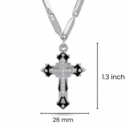 LUMICROSS - 11mm Pure Titanium Steel Pendant with 23inch Rice 4mm Chain for Men & Boys - THE MEN THING