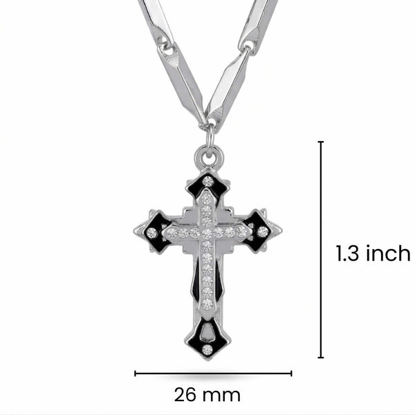 LUMICROSS - 11mm Pure Titanium Steel Pendant with 23inch Rice 4mm Chain for Men & Boys