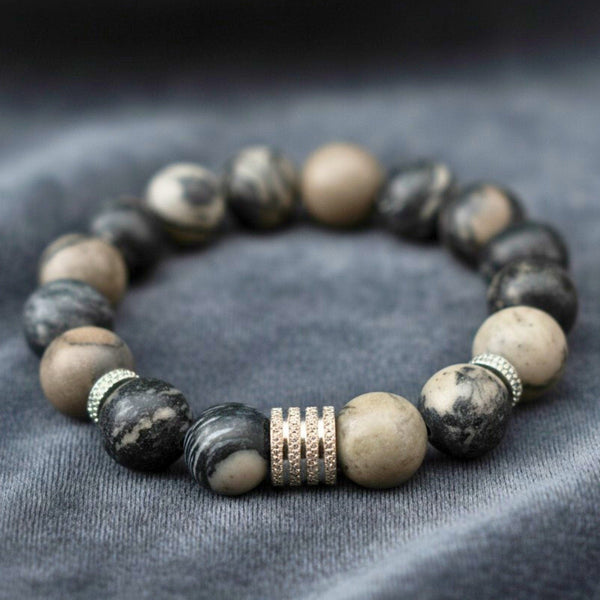 LUMORA - 12mm Beads Bracelet with Natural Stone - Adjustable Bracelet