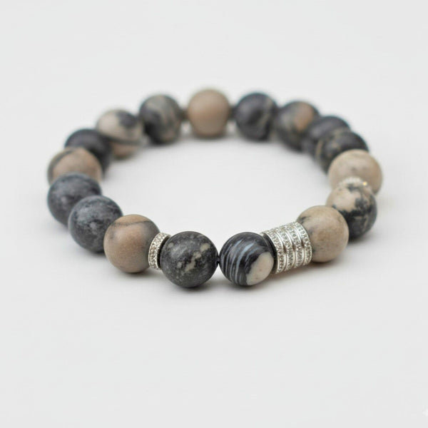 LUMORA - 12mm Beads Bracelet with Natural Stone - Adjustable Bracelet