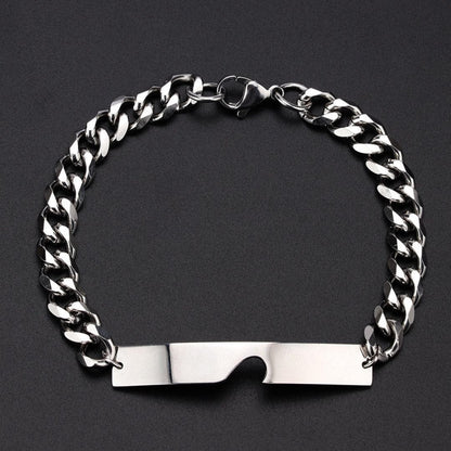 ENGRAVED - LUXE HEART LINK - Pure Titanium Steel Adjustable Bracelet for Men & Boys — Steel Bracelets for Men | THE MEN THING