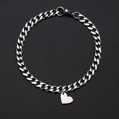 ENGRAVED - LUXE HEART LINK - Pure Titanium Steel Adjustable Bracelet for Men & Boys — Steel Bracelets for Men | THE MEN THING