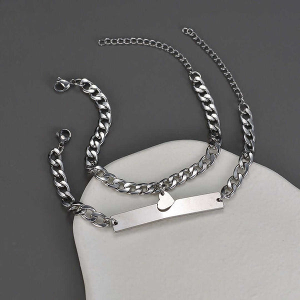 LUXE HEART LINK - Pure Titanium Steel Adjustable Bracelet for Men & Boys