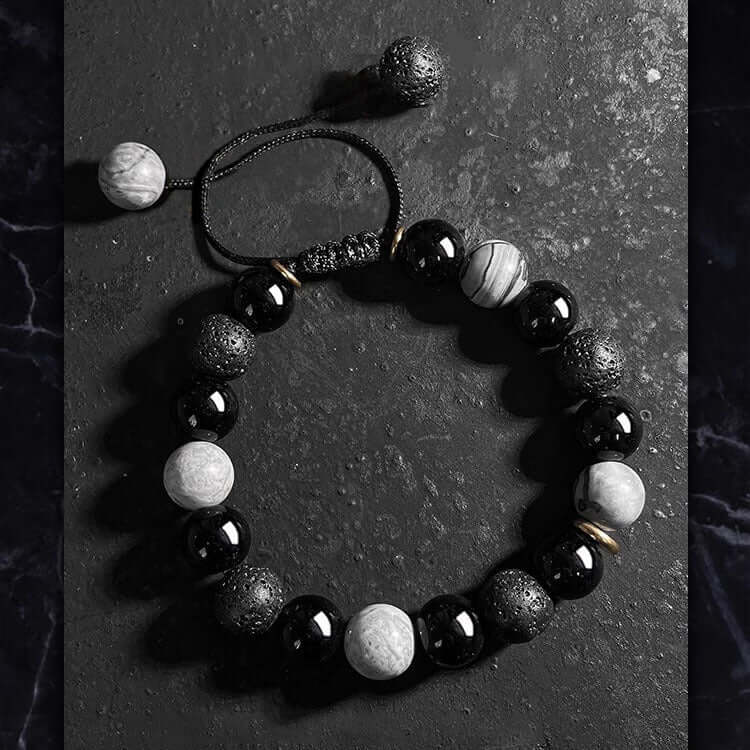 MAGIC NIGHT-- Beads Bracelet with Natural Stone - Stretch / Adjustable Bracelet for Men & Boys - THE MEN THING
