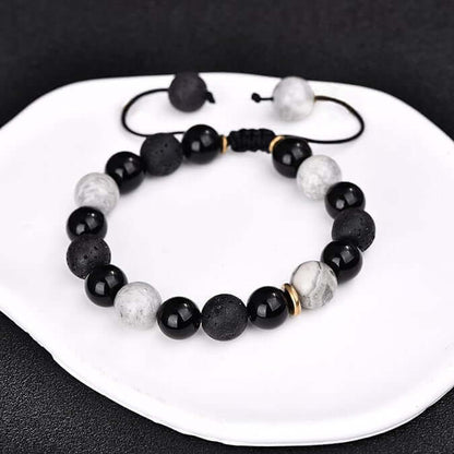 MAGIC NIGHT-- Beads Bracelet with Natural Stone - Stretch / Adjustable Bracelet for Men & Boys - THE MEN THING